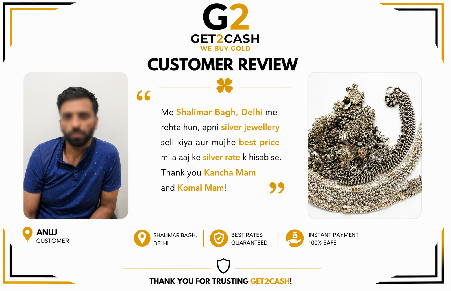 Cash for silver in Paschim Vihar